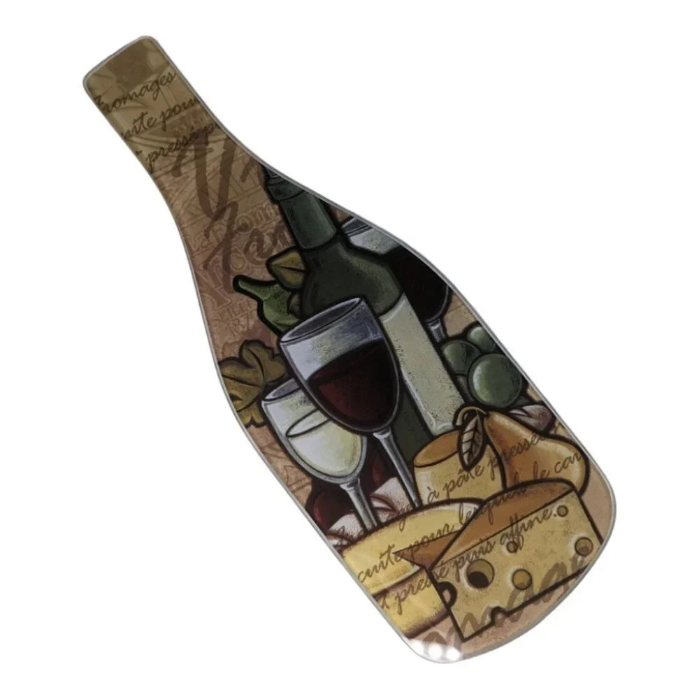 Glass Cheese and  Cracker Plate/Serving Tray in Wine Bottle Shape